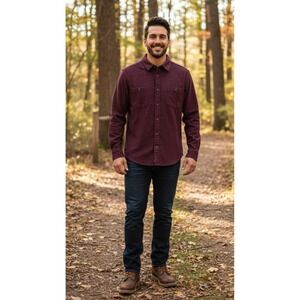 Goodfellow Dark Red Cotton Flannel Shirt Lumberjack Layering Mens Size Medium